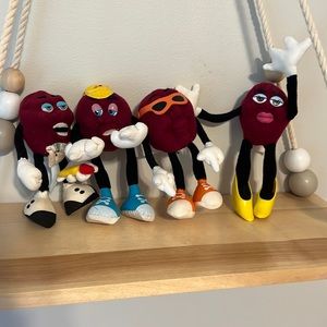 Vintage 1988 California Raisins Hardees Applause Inc. Soft Bendable Dolls Toys